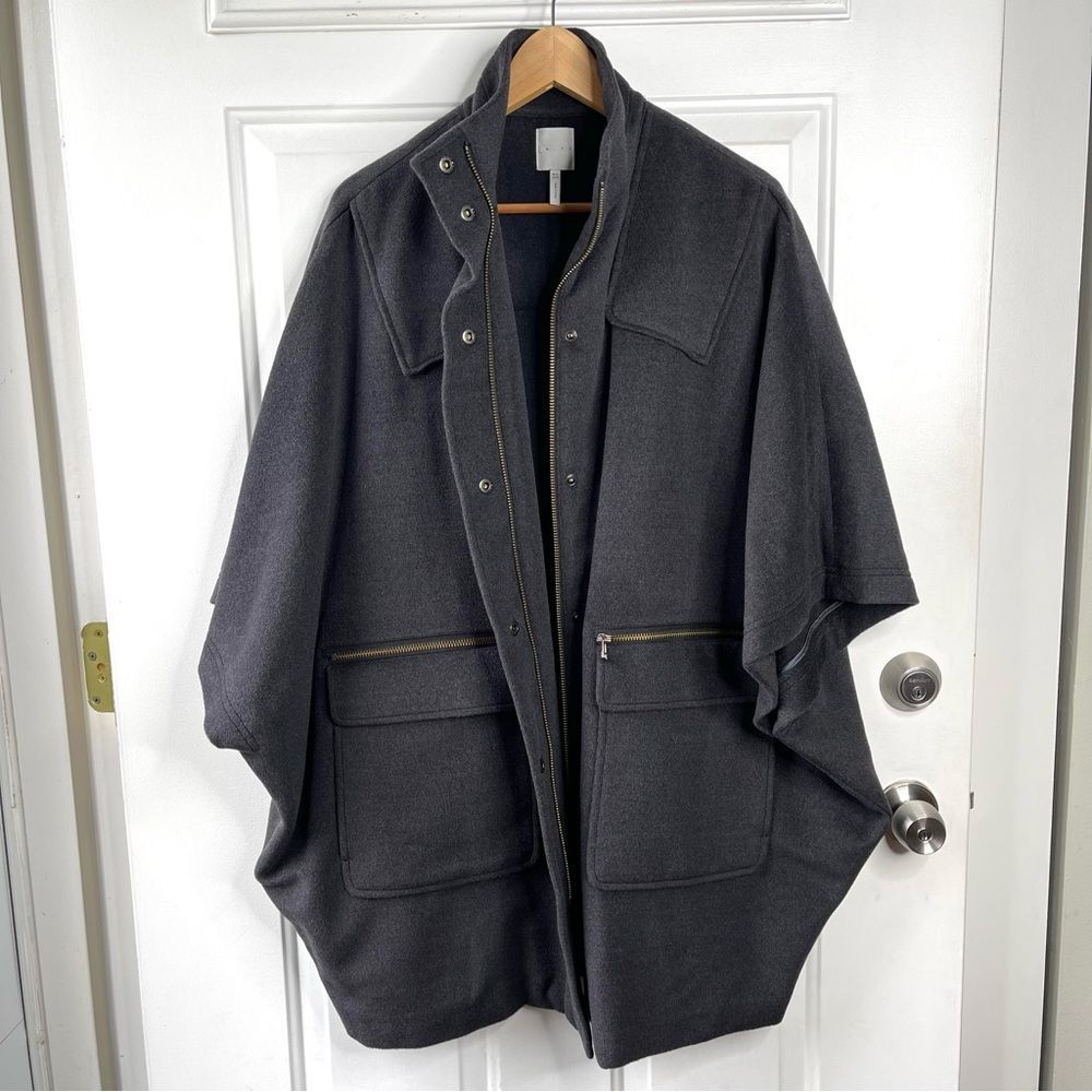 Leith Wool Charcoal Grey Short Sleeve Oversized Jacket Size M/L - Picture 2 of 9